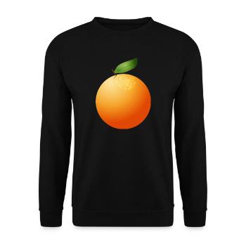big juicy orange with leaf - Unisex Sweatshirt - black - Front - Alina (178cm) & Michal (187cm)