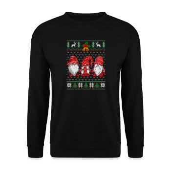 Festlicher Zwergenhund Weihnachtsdesign - Unisex Pullover - Schwarz - Vorne - Alina (178cm) & Michal (187cm)