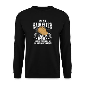 Bauleiter - Unisex Pullover - Schwarz - Vorne - Alina (178cm) & Michal (187cm)