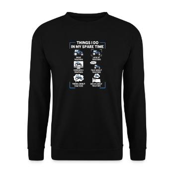 Funny Things I Do In My Spare Time Tractors - Unisex Sweatshirt - black - Front - Alina (178cm) & Michal (187cm)