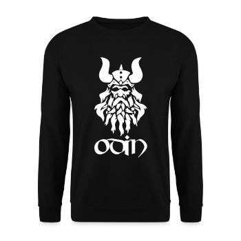 Nordischer Gott Odin (weiß) - Unisex Pullover - Schwarz - Vorne - Alina (178cm) & Michal (187cm)