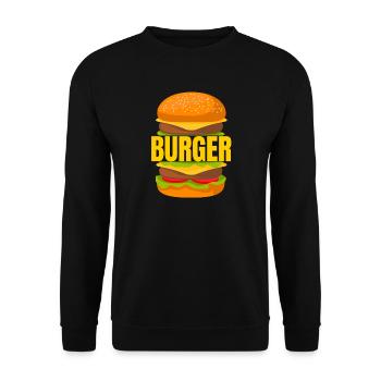 Burger, Burger essen, Burger-Fan - Unisex Pullover - Schwarz - Vorne - Alina (178cm) & Michal (187cm)