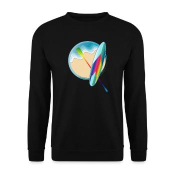 Planche de pagaie debout allongée sur la plage - Sweat-shirt Unisexe - noir - Devant - Alina (178cm) & Michal (187cm)