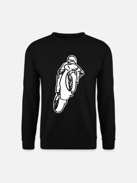 Wheelie extrem mit Motorrad beim Rennen - S/W - Unisex Pullover - Schwarz