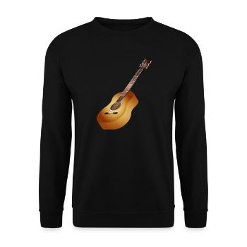 schöne 3D Akustikgitarre in warmen Farbtönen - Unisex Pullover - Schwarz - Vorne - Alina (178cm) & Michal (187cm)