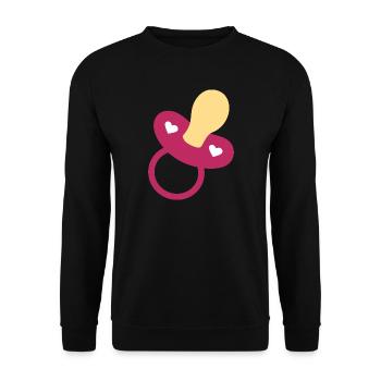 Baby Geburt 2025 Geschenk Geschenkidee - Unisex Pullover - Schwarz - Vorne - Alina (178cm) & Michal (187cm)