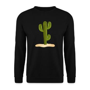 Grand cactus vert dans le désert dans le sable - Sweat-shirt Unisexe - noir - Devant - Alina (178cm) & Michal (187cm)