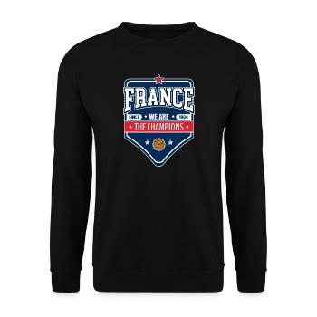 Französischer Fußballmeister | Neuer Emblem-Stil - Unisex Pullover - Schwarz - Vorne - Alina (178cm) & Michal (187cm)