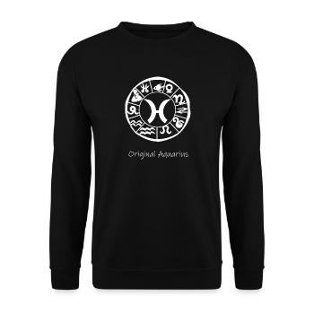 Sternzeichen Wassermann 001 weiß - Unisex Pullover - Schwarz - Vorne - Alina (178cm) & Michal (187cm)