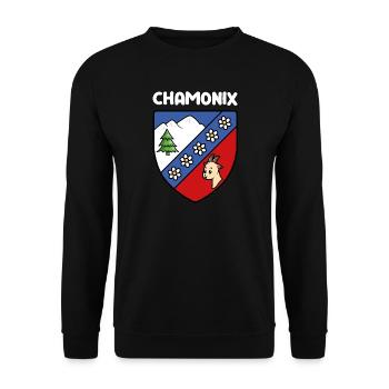 Hinweis Mignon Chamonix Mont Blanc Haute Savoie - Unisex Pullover - Schwarz - Vorne - Alina (178cm) & Michal (187cm)