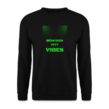 München City Vibes - Disco, Techno, Party, Club - Unisex Pullover - Schwarz - Vorne - Alina (178cm) & Michal (187cm)