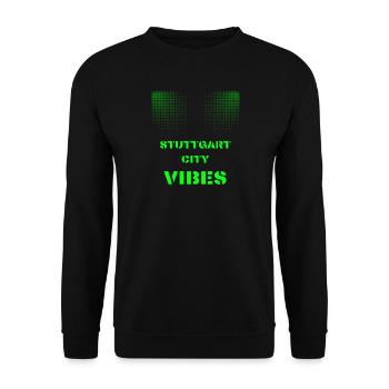 Stuttgart City Vibes - Disco, Techno, Party, Club - Unisex Pullover - Schwarz - Vorne - Alina (178cm) & Michal (187cm)