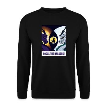 Samurai und zwei Drachen - Focus the Dragons - Unisex Pullover - Schwarz - Vorne - Alina (178cm) & Michal (187cm)