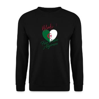 Algérie, Bladi, Fier d'être Algérien, Drapeau DZ - Sweat-shirt Unisexe - noir - Devant - Alina (178cm) & Michal (187cm)