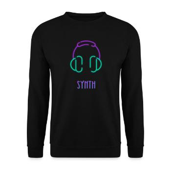 Synth-Kopfhörer Elektronische Musikästhetik - Unisex Pullover - Schwarz - Vorne - Alina (178cm) & Michal (187cm)