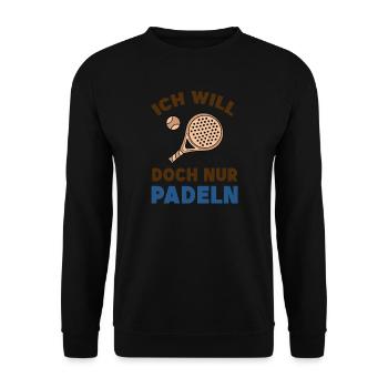 Freizeit Schläger Bälle Statement Padel Spieler - Unisex Pullover - Schwarz - Vorne - Alina (178cm) & Michal (187cm)