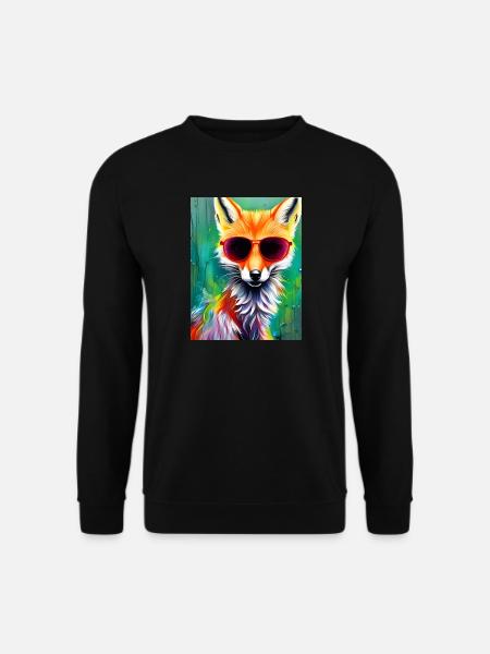 Neon fox with red sunglasses - Unisex Sweatshirt - black