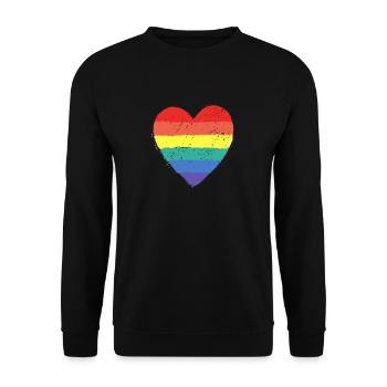 Rainbow Heart & Pride - Unisex Pullover - Schwarz - Vorne - Alina (178cm) & Michal (187cm)