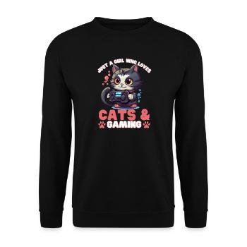 Gamer Girl Cat Cats & Gaming - Sweat-shirt Unisexe - noir - Devant - Alina (178cm) & Michal (187cm)