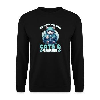 Just a Girl who Loves Cats and Gaming / Cute Cat - Unisex Sweatshirt - black - Front - Alina (178cm) & Michal (187cm)