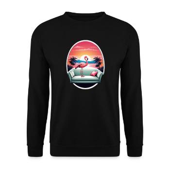 Flamingo Sofa - Unisex Pullover - Schwarz - Vorne - Alina (178cm) & Michal (187cm)