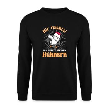 Huhn Hühner - Unisex Pullover - Schwarz - Vorne - Alina (178cm) & Michal (187cm)