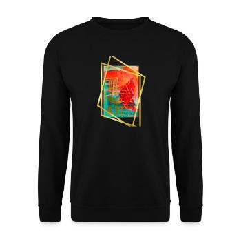 Fusion abstraite avec des hexagones vibrants - Sweat-shirt Unisexe - noir - Devant - Alina (178cm) & Michal (187cm)