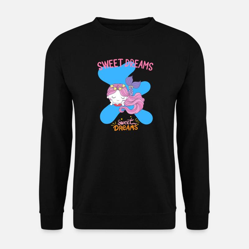 Whimsical Mermaid Sleeping Dreamer Design - Unisex Sweatshirt - black