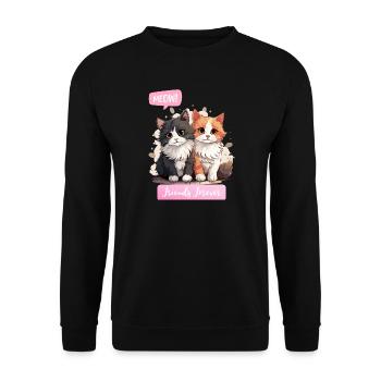 Adorable Cat Duo Friendship Illustration - Unisex Sweatshirt - black - Front - Alina (178cm) & Michal (187cm)