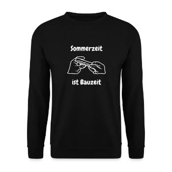 Sommerzeit ist Bauzeit - Unisex Pullover - Schwarz - Vorne - Alina (178cm) & Michal (187cm)