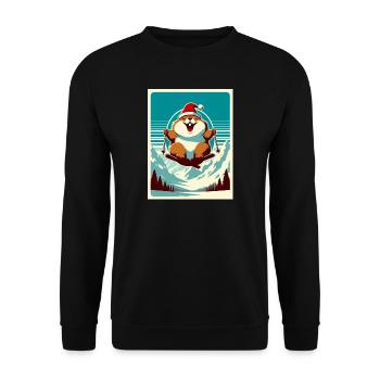 Marmotte Ski logo Vintage - Sweat-shirt Unisexe - noir - Devant - Alina (178cm) & Michal (187cm)