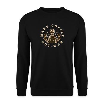 Make Coffee Not War Café - Unisex Sweatshirt - black - Front - Alina (178cm) & Michal (187cm)