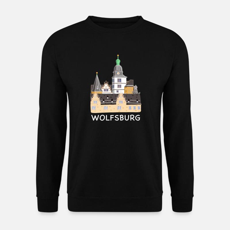 Wolfsburg, Schloss, Deutschland, Handzeichnung - Unisex Pullover - Schwarz