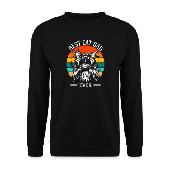 Best Cat Dad ever Maine Coon retro Katze Wilsigns - Unisex Pullover - Schwarz - Vorne - Alina (178cm) & Michal (187cm)