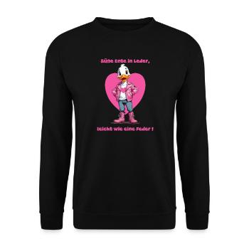 Cute duck in leather - Unisex Sweatshirt - black - Front - Alina (178cm) & Michal (187cm)