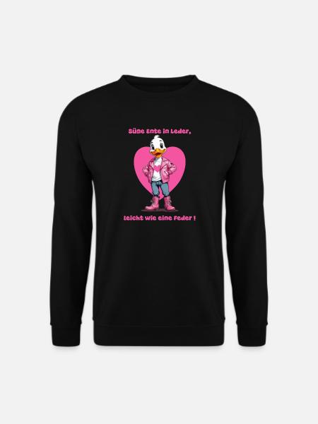 Cute duck in leather - Unisex Sweatshirt - black