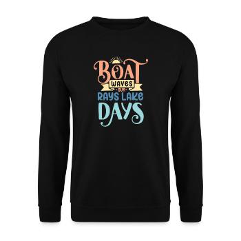 Boat Waves Sun Rays Lake Days - Unisex Sweatshirt - black - Front - Alina (178cm) & Michal (187cm)