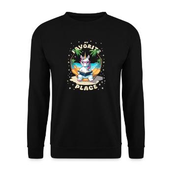 Licorne avec livre - Sweat-shirt Unisexe - noir - Devant - Alina (178cm) & Michal (187cm)