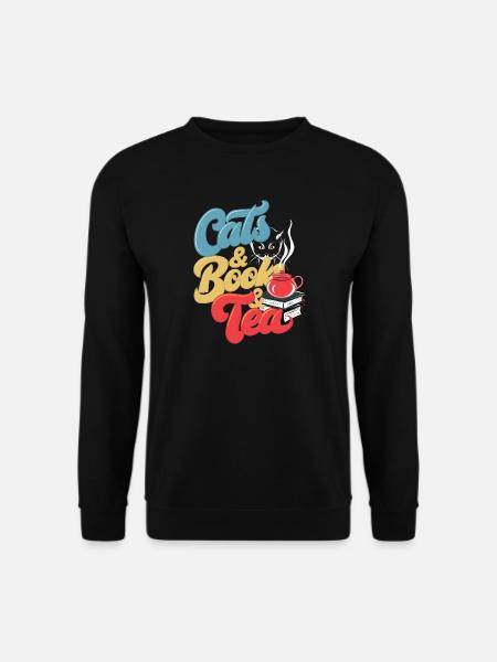 Chat et thé Imprimer - Sweat-shirt Unisexe - noir