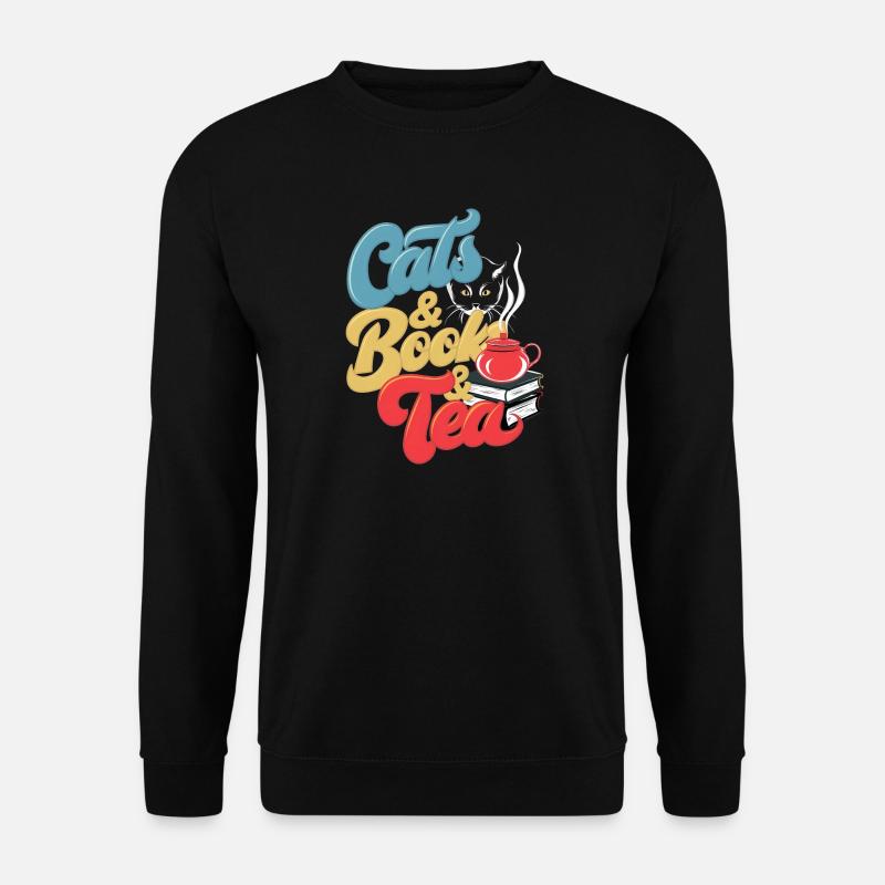 Cats and Tea Print - Unisex Sweatshirt - black