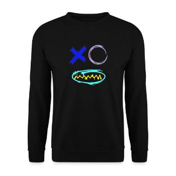 Gesicht Graffiti Zähne - Unisex Pullover - Schwarz - Vorne - Alina (178cm) & Michal (187cm)