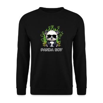 Panda Boy: Panda Design with Glasses - Unisex Sweatshirt - black - Front - Alina (178cm) & Michal (187cm)
