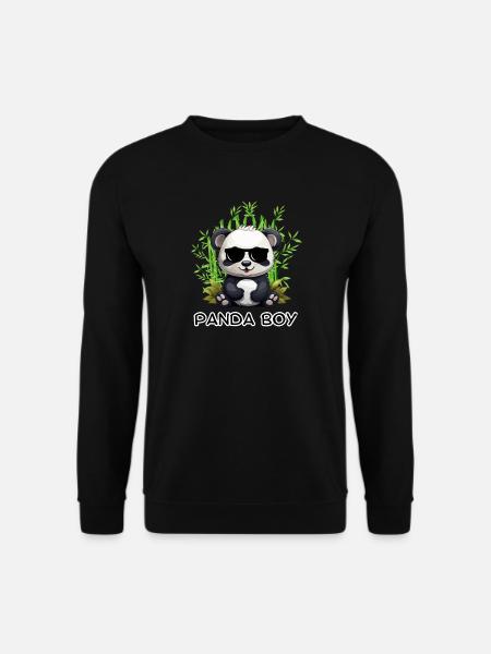 Panda Boy: Panda Design mit Brille - Unisex Pullover - Schwarz