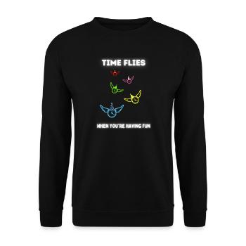 Le temps passe vite quand on s’amuse. - Sweat-shirt Unisexe - noir - Devant - Alina (178cm) & Michal (187cm)