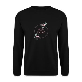 Team Bride Rosa Kreis Blumen schlicht - Unisex Pullover - Schwarz - Vorne - Alina (178cm) & Michal (187cm)