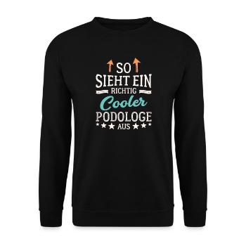 So sieht ein richtig cooler Podologe aus Fußpflege - Unisex Pullover - Schwarz - Vorne - Alina (178cm) & Michal (187cm)