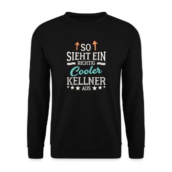 So sieht ein richtig cooler Kellner aus Bedienung - Unisex Pullover - Schwarz - Vorne - Alina (178cm) & Michal (187cm)