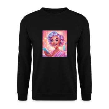 Portrait de femme rétro avec cheveux pastel - Sweat-shirt Unisexe - noir - Devant - Alina (178cm) & Michal (187cm)