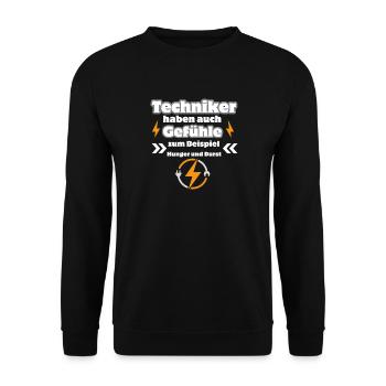 Techniker Gefühle - Unisex Pullover - Schwarz - Vorne - Alina (178cm) & Michal (187cm)