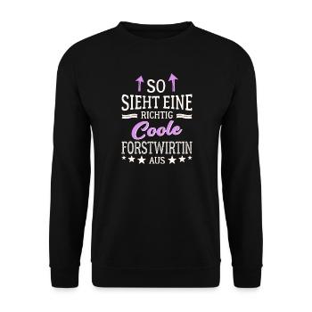 So sieht eine richtig coole Forstwirtin aus - Unisex Pullover - Schwarz - Vorne - Alina (178cm) & Michal (187cm)